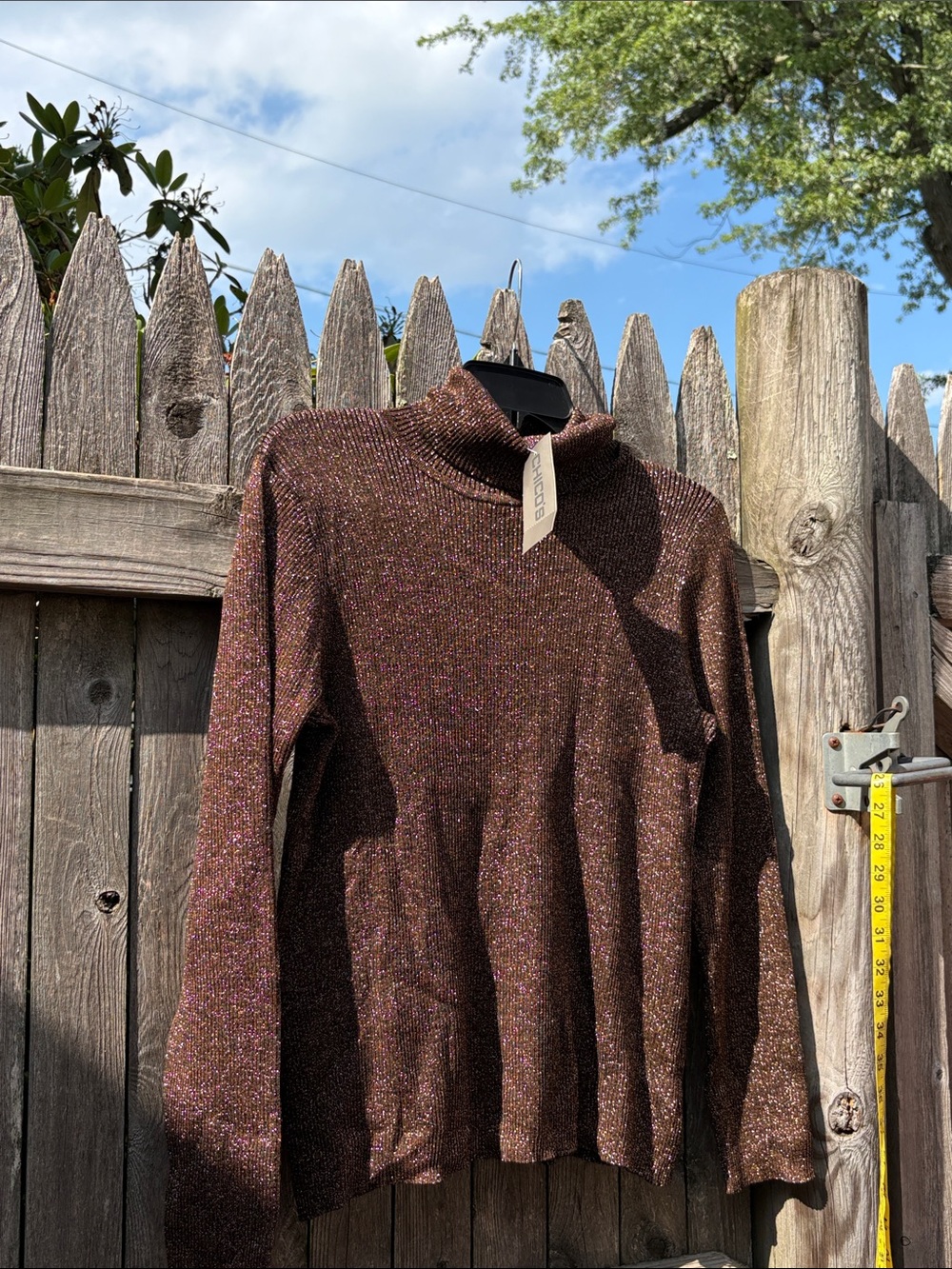 Chico’s size 2 vintage bronze metallic thread turtleneck. NWT!!